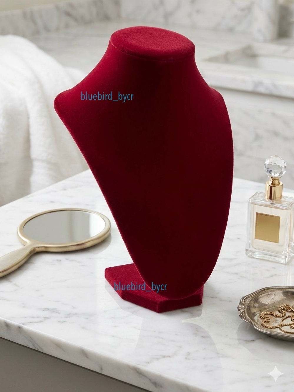 Velvet Necklace Display Bust in Burgundy